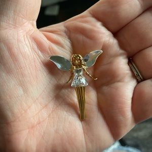 Swarovski Crystal Gold Fairy Angel Pin